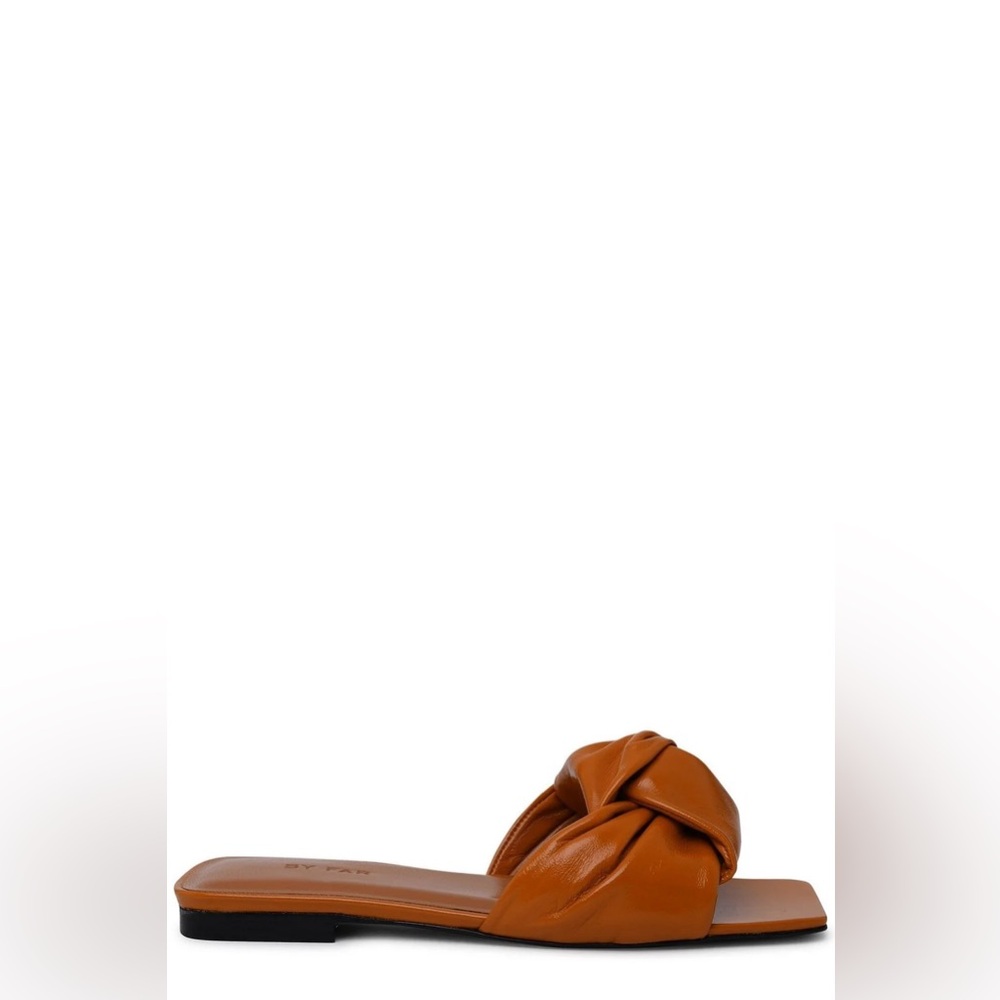 BY FAR Lima Knot Slide Flats in Camel - size 38 (fits an 8)